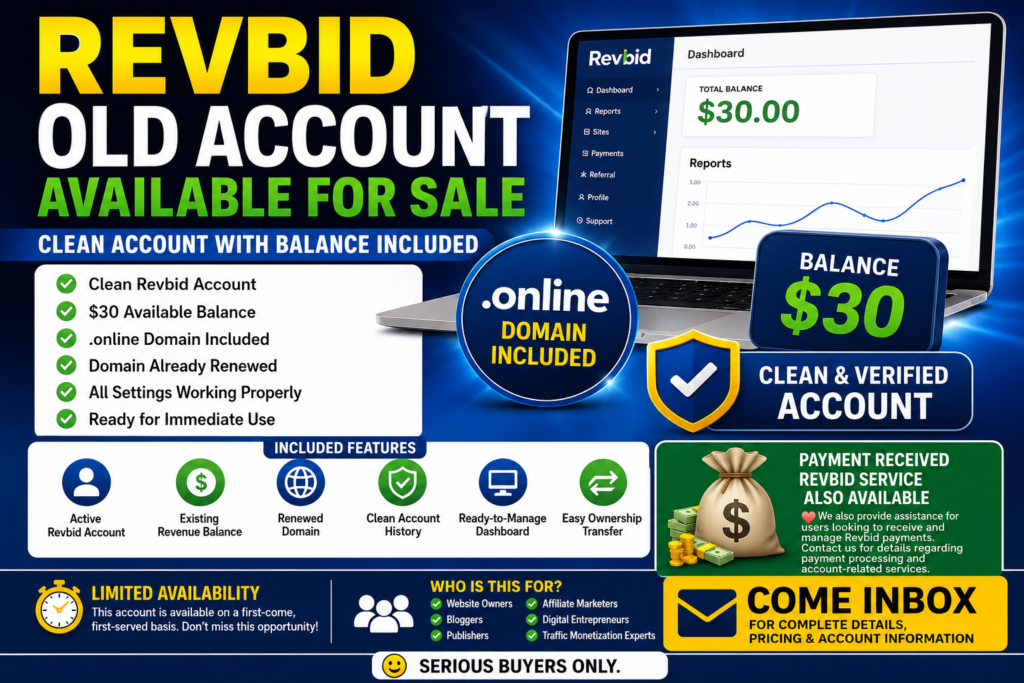 Revbid Old Account for Sale – Clean Account with Balance Included